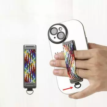 Держатель для мобильного телефона с прикрепленным сзади радугой с дышащим складным портативным кронштейном с кольцом на ремешке Кольцевой кронштейн 3-в-1 чёрный