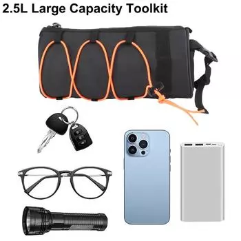 Держатель для мобильного телефона, сумки для мотоцикла, сумка для хранения, набор инструментов для горного велосипеда, переносная сумка на плечо 2,5 л, передняя сумка для езды на велосипеде чёрный