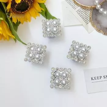 Держатель для мобильного телефона Телескопический складной самоклеящийся противоскользящий декор Квадратный горный хрусталь из искусственного жемчуга Складная подставка для телефона на палец для рабочего стола серебряный