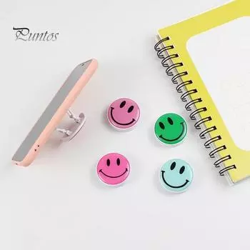 Держатель для мобильного телефона, универсальная складная круглая милая подставка со смайликом для телефона, складная расширяющаяся подставка для пальцев для рабочего стола белый