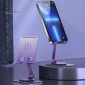Держатель для мобильного телефона, вращение на 360 градусов, складной, противоскользящий, большая несущая способность, регулируемый держатель для телефона, алюминиевый сплав, устойчивая настольная стойка для телефона, телефон серебряный