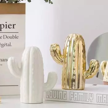 Держатель для монет в форме кактуса, широкое использование, компактная модная гальваническая неоткрывающаяся современная банка для денег для дома золотистый