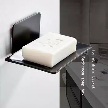 Держатель для мыльницы без сверления, настенный, губка для ванной комнаты, органайзер для кухни, металл чёрный