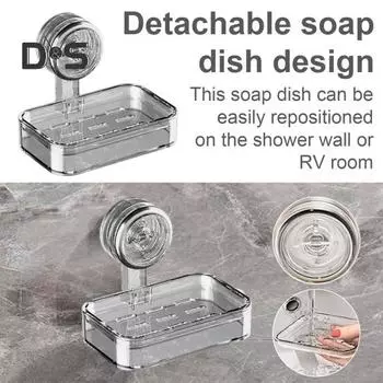 Держатель для мыльницы на присоске для ванной комнаты, прочный, несущий, простой в установке, съемный, самоосушающийся держатель для мыла для душа чистый/серый