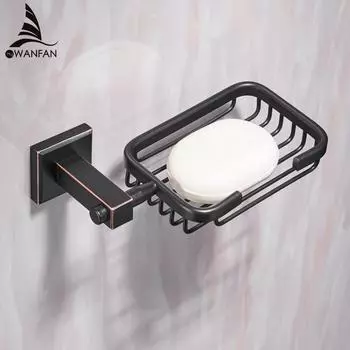 Держатель для мыльницы в современном стиле, фурнитура для домашнего декора, латунные мыльницы, настенные, для ванной комнаты, креативная мыльница, черная WF-92506R