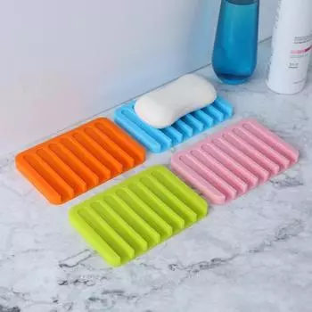 Держатель для мыла Быстрый самодренирующийся противоскользящий герметичный гибкий лоток для хранения мыла в ванной комнате Органайзер для мыла Домашний отель Кухня Мыльница светло-зеленый