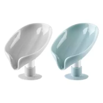 Держатель для мыла для душа | Съемный сливной поднос для мыла с присоской | Декоративная мыльница в форме листа морская волна