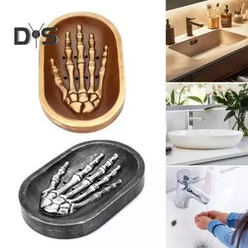 Держатель для мыла из смолы в виде скелета, нескользящая столешница для ванной комнаты, органайзер для мыла в виде черепа-призрака на Хэллоуин коричневый