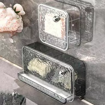 Держатель для мыла на столешнице, дизайн с пульсацией воды, настенный монтаж с дренажным ящиком, светильник, роскошная коробка для мыла для ванной комнаты M серебряный