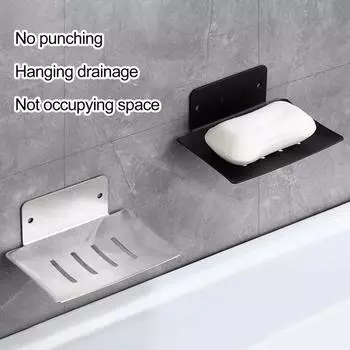 Держатель для мыла, простая установка, мыльница из нержавеющей стали, быстросохнущий настенный держатель для губки для домашней ванной комнаты чёрный