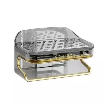 Держатель для мыла Самоклеящийся настенный контейнер для мыльницы Органайзер для кухни и ванной комнаты серый