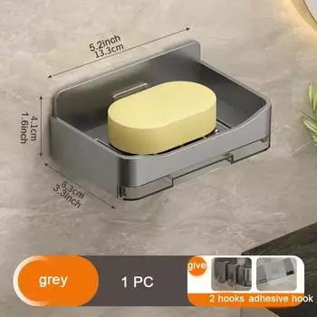 Держатель для мыла в ванной комнате, настенный держатель для мыла, органайзер, мыльница с двойным сливом, аксессуары для ванной комнаты серый