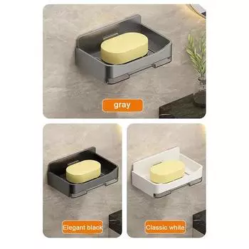 Держатель для мыла в ванной комнате, настенный держатель для мыла, органайзер, мыльница с двойным сливом, аксессуары для ванной комнаты чёрный