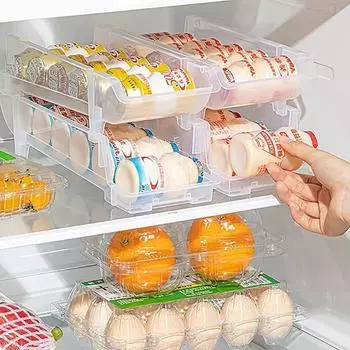 Держатель для напитков на колесиках для холодильника, большая емкость для хранения в холодильнике, дозатор напитков