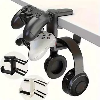 Держатель для наушников и контроллера Вешалка для наушников с регулируемым и вращающимся зажимом, подставка для наушников под столом слоновая кость