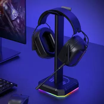 Держатель для наушников с подсветкой RGB, подставка для наушников, держатель для экономии места на рабочем столе, вертикальный кронштейн, вешалка белый