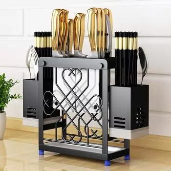 Держатель для ножей из нержавеющей стали с ящиком для столовых приборов, большой кухонный топорик, японские ножи Сантоку, органайзер для хранения, подставка для ножей