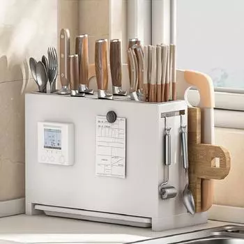 Держатель для ножей, стеллажи на столешнице, кухонная разделочная доска, настенное хранилище, сливные ножи, доска для палочек для еды, встроенная стойка для хранения as the picture чёрный