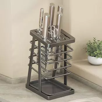 Держатель для ножей, водонепроницаемый и влагостойкий, для хранения, бытовая сливная полка, место на столешнице, подставка для хранения ножей для овощей, кухонный инструмент чёрный