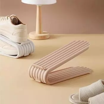 Держатель для обуви, двухслойные штабелируемые пластиковые универсальные тапочки, стеллаж для хранения обуви, товары для дома серый