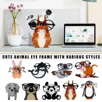 Держатель для очков с резными животными ручной работы из дерева One Size