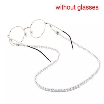 Держатель для очков с жемчужинами, цепочка для очков для чтения, металлический ремешок на шею белый