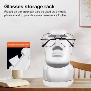 Держатель для очков, стойка для очков с изображением острова Пасхи, настольный держатель для солнцезащитных очков, подставка для домашнего офиса, декор прикроватной тумбочки чёрный