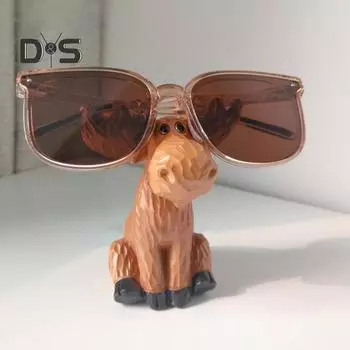 Держатель для очков в виде лося, настольная мини-статуэтка лося из смолы, деревенский держатель для визитных карточек, украшение для домашнего офиса, декор для домика коричневый