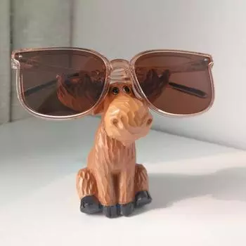 Держатель для очков в виде лося, настольная мини-статуэтка лося из смолы, деревенский держатель для визитных карточек, украшение для домашнего офиса, декор для домика коричневый