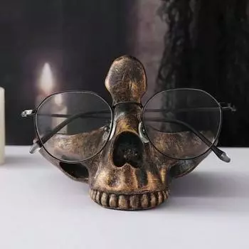 Держатель для очков Yousheng Skull, статуэтка из смоляного черепа, органайзер для ювелирных изделий, подставка для солнцезащитных очков в готическом стиле для домашнего офиса, стола, комода чёрный