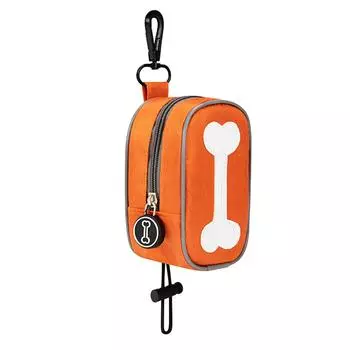 Держатель для пакетов для собачьих отходов, ткань Оксфорд, металлическая клипса, прочный, портативный диспенсер для пакетов для собачьих отходов для улицы оранжевый