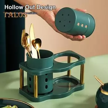 Держатель для палочек для еды с дренажными отверстиями, 2 сетки, большой калибр, аккуратный кухонный чехол для палочек для еды, полка, посуда для столовой чёрный