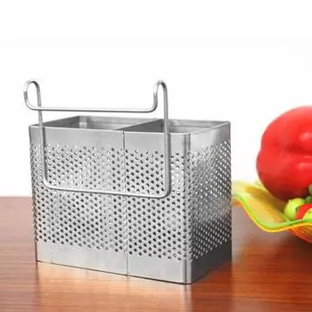 Держатель для палочек для еды с подвесными крючками Компактная сушилка для посуды из нержавеющей стали для кухни Single Grid