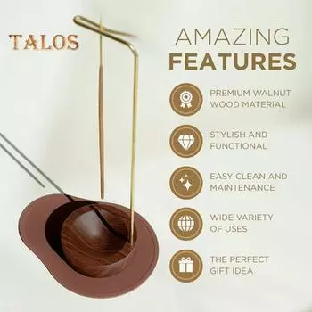 Держатель для палочки Joss, прочный, уменьшает беспокойство, тонкая работа, полезный деревянный держатель для благовоний с основанием, поставка для гостиной коричневый