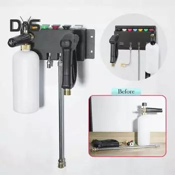 Держатель для пенной пушки для мойки высокого давления, стойка для хранения, прочная несущая способность, простая установка, быстрое соединение, автоматическое крепление для пенной пушки чёрный