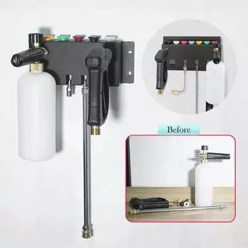Держатель для пенной пушки для мойки высокого давления, стойка для хранения, прочная несущая способность, простая установка, быстрое соединение, автоматическое крепление для пенной пушки чёрный