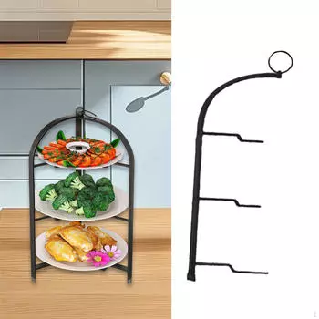 Держатель для пиццы, складная подвесная кухонная полка, подставка для сервировки, ингредиент 3 Layer чёрный