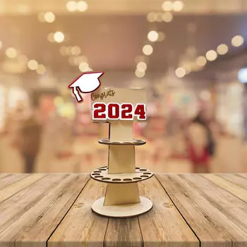 Держатель для подарка на выпускной, деревянная стойка для наличных денег для торта для семейных женщин и мужчин White Hat