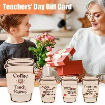 Держатель для подарочной карты признательности учителю, прочный деревянный держатель для кофейной чашки, держатель для карточек для покупок, органайзер, украшение, подарок на выпускной обратно в школу A