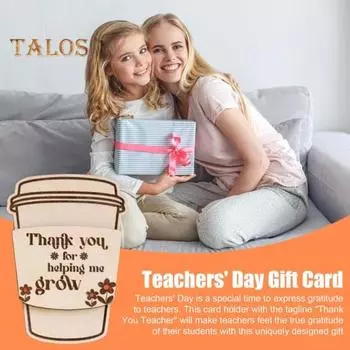 Держатель для подарочной карты признательности учителю, прочный деревянный держатель для кофейной чашки, держатель для карточек для покупок, органайзер, украшение, подарок на выпускной обратно в школу D