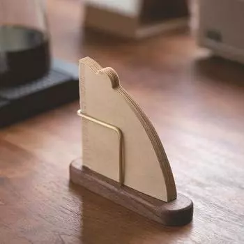 Держатель для подставки для фильтровальной бумаги из орехового дерева, подставка для кофейных принадлежностей, вместимость 60 шт., прочная для хранения бумаги в форме веера V-образной формы