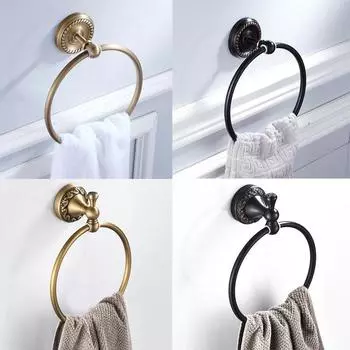 Держатель для полотенца для ванной комнаты, черный латунный настенный круглый античный латунный держатель для полотенца классические аксессуары для ванной комнаты