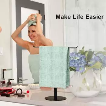 Держатель для полотенец для ванной, простая установка, многоцелевая стойка для ванной комнаты, Т-образная стойка для полотенец с тяжелым основанием белый