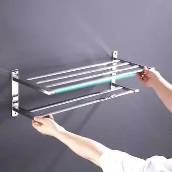 Держатель для полотенец из нержавеющей стали, настенный, для ванной комнаты, органайзер для полотенец, халатов, полка для дома, отеля, кухни, стеллаж для хранения серебряный