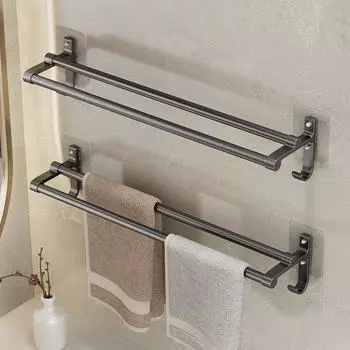 Держатель для полотенец в ванной комнате, вешалка для полотенец без сверления, с крючками, настенный держатель для полотенец, органайзер для ванной комнаты, самоклеящаяся вешалка для полотенец