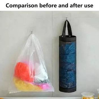 Держатель для продуктовых пакетов без удара, настенное крепление, держатель для пластиковых пакетов, диспенсер, подвесной мешок для хранения мусора, кухонный органайзер для мусора чёрный
