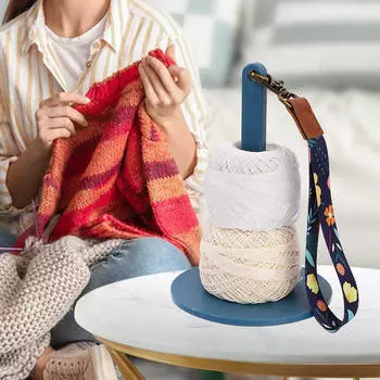 Держатель для пряжи на запястье, вязанный крючком мяч с ремешком, подарок для энтузиастов, стойка синий