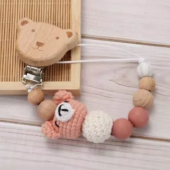 Держатель для пустышки-соски, зажимы, деревянные детские прорезыватели для зубов, игрушки, ремешки, симпатичная детская цепочка для соски-пустышки для малышей синий