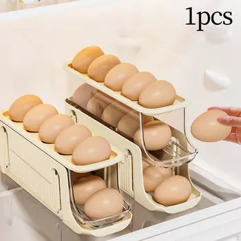 Держатель для яиц для автоматического диспенсера контейнеров на роликах для холодильника Cream Color