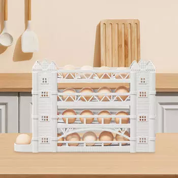 Держатель для яиц для холодильника, автоматический раздатчик контейнеров на колесиках, 4 яруса, шкаф белый